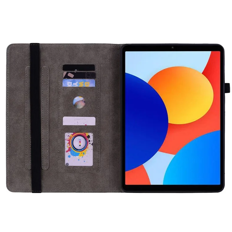 Für Xiaomi Redmi Pad SE 4G 8,7-zoll-kartonhalter Anti-kratzer Lederabdeckung Rose Blume Impress - Rosa