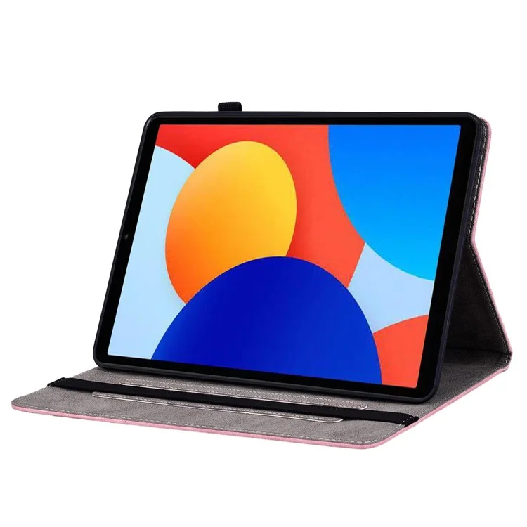 Für Xiaomi Redmi Pad SE 4G 8,7-zoll-kartonhalter Anti-kratzer Lederabdeckung Rose Blume Impress - Rosa