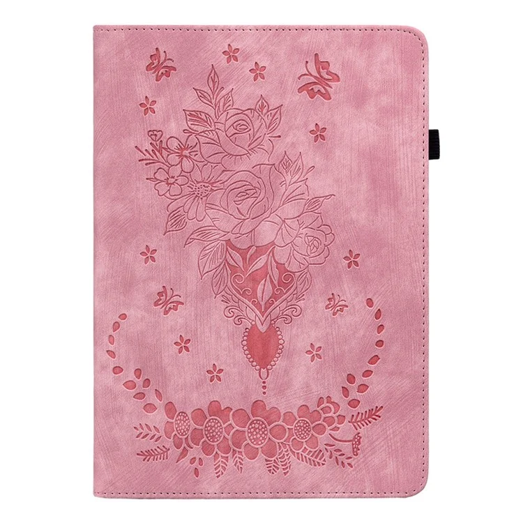 Für Xiaomi Redmi Pad SE 4G 8,7-zoll-kartonhalter Anti-kratzer Lederabdeckung Rose Blume Impress - Rosa