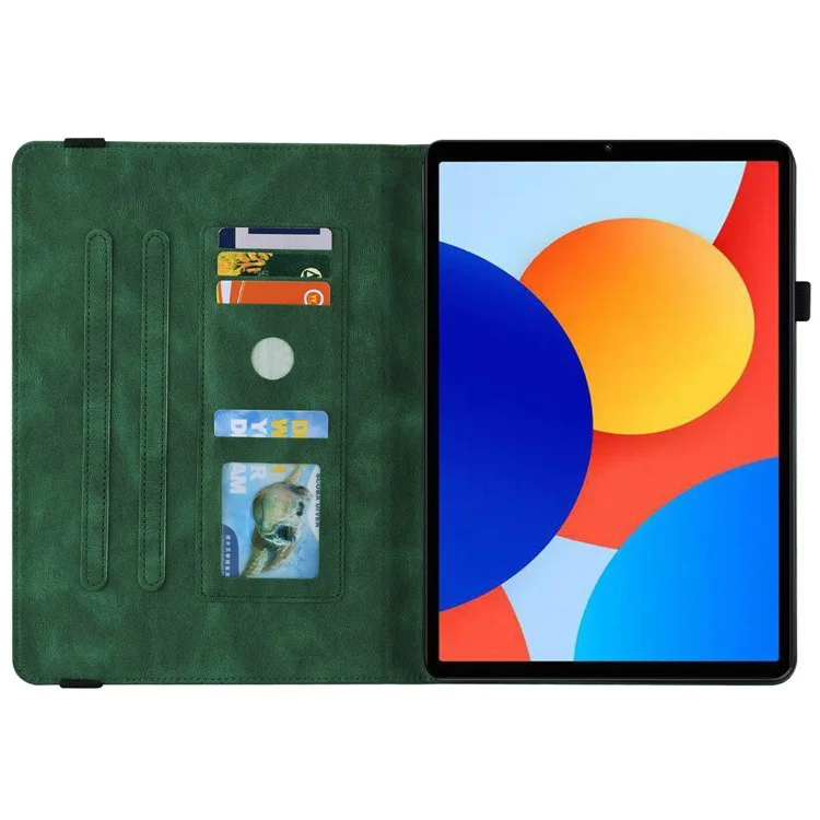 Für Xiaomi Redmi Pad SE 4G 8,7 Zoll Hülle Schmetterling Blume Prägung PU-Leder Tablet-Cover mit Kartenschlitzen - Grün