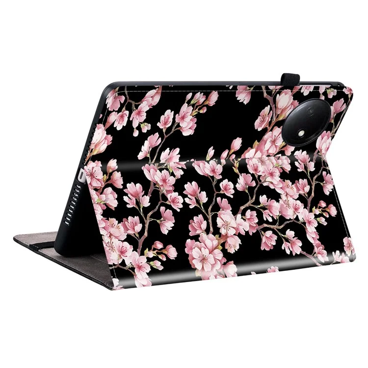 Für Xiaomi Redmi Pad SE 4G 8,7 Zoll Lederhülle mit Musteraufdruck, Ständer-Tablettabdeckung mit Kartenschlitzen - Pflaumenbütenblüte