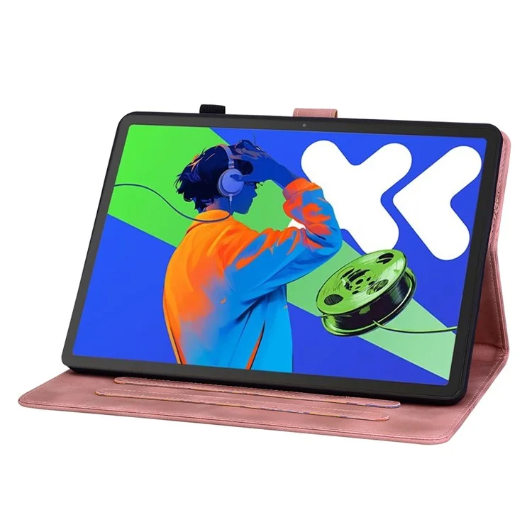 For Lenovo Tab P12 Pro 12.7 2025 / Xiaoxin Pad Pro 12.7 (2025) Case Lily Flower Imprint Card Slots Leather Tablet Cover - Pink