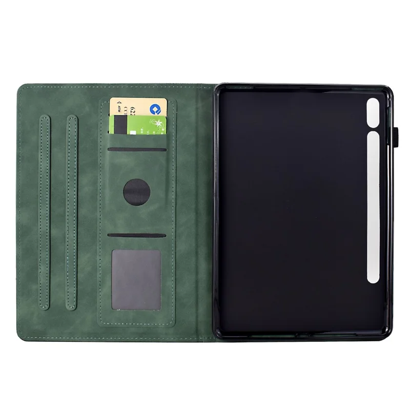 Per Samsung Galaxy Tab S9 Case Cats Imprinted PU Leather Card Slots Tablet Cover - Verde