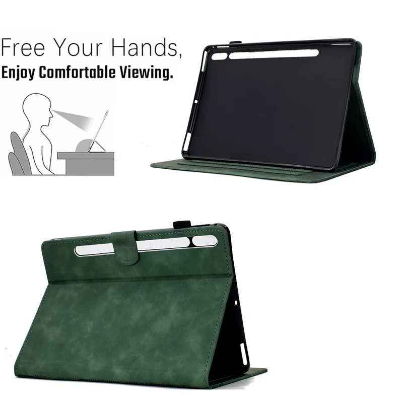 Per Samsung Galaxy Tab S9 Case Cats Imprinted PU Leather Card Slots Tablet Cover - Verde