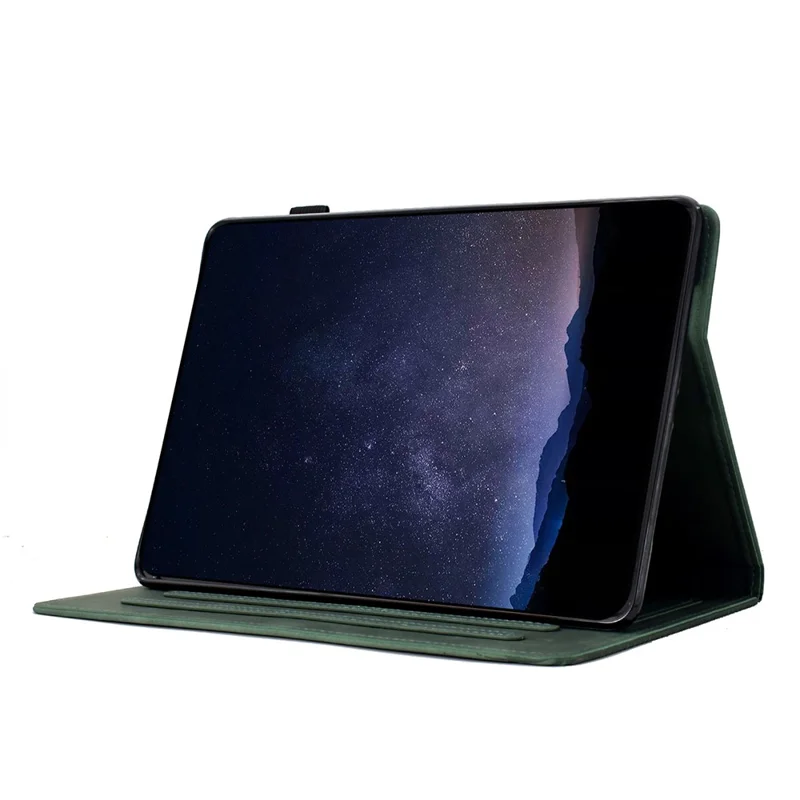 For Samsung Galaxy Tab A9+ Case Cats Imprinted PU Leather Card Slots Tablet Cover - Green