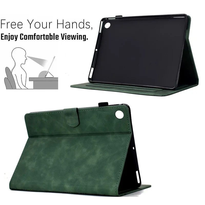 For Samsung Galaxy Tab A9+ Case Cats Imprinted PU Leather Card Slots Tablet Cover - Green