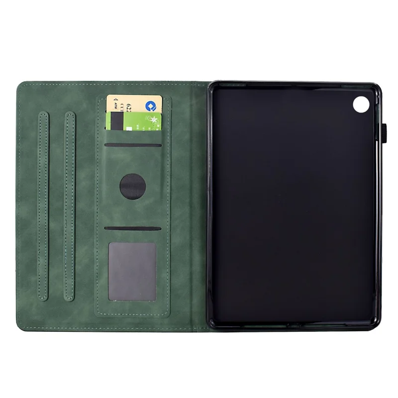 For Samsung Galaxy Tab A9 Case Cats Imprinted PU Leather Card Slots Tablet Cover - Green