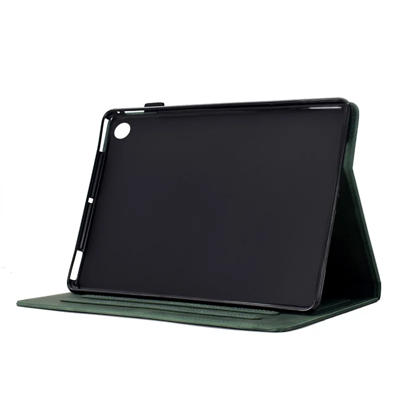 For Lenovo Tab M10 Plus (3rd Gen) Case Cats Imprinted PU Leather Card Slots Tablet Cover - Green