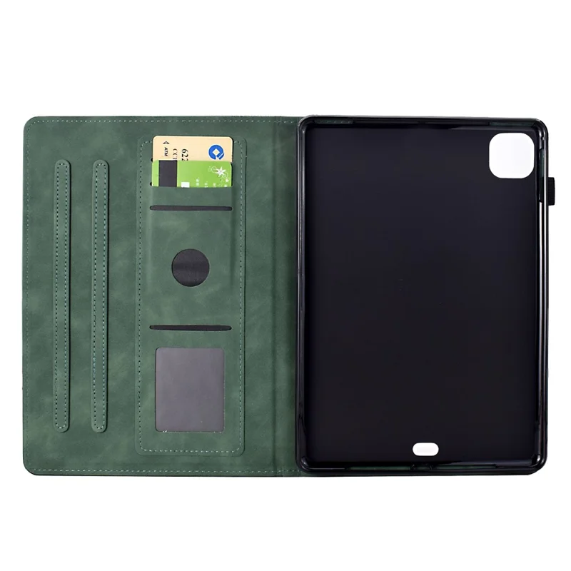 For iPad Pro 11 (2025) / (2024) Case Cats Imprinted PU Leather Card Slots Tablet Cover - Green