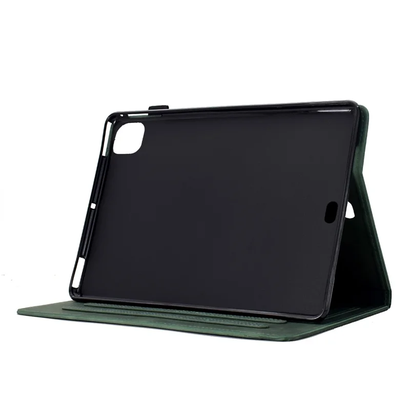 For iPad Pro 11 (2025) / (2024) Case Cats Imprinted PU Leather Card Slots Tablet Cover - Green