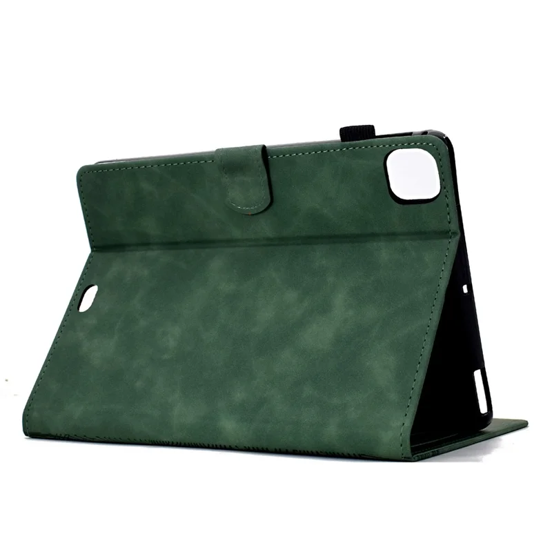 For iPad Pro 11 (2025) / (2024) Case Cats Imprinted PU Leather Card Slots Tablet Cover - Green
