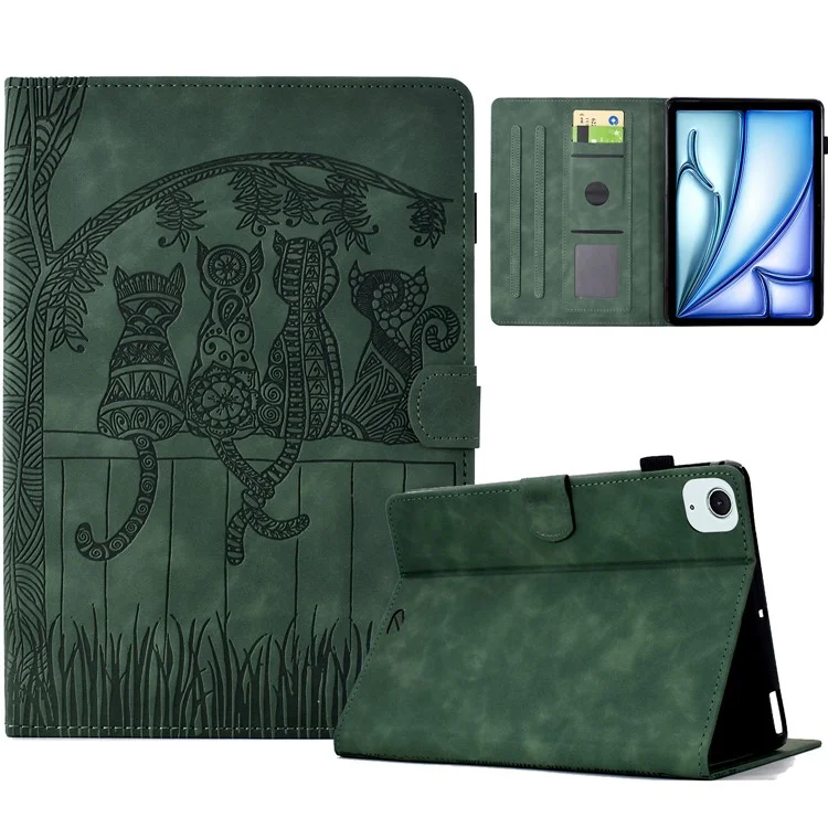 Para iPad Air 11 (2024) / Air (2022) / (2020) / iPad Pro 11 (2022) / (2021) / (2020) / (2018) Estuche Ranuras para Tarjetas Funda Tablet - Verde
