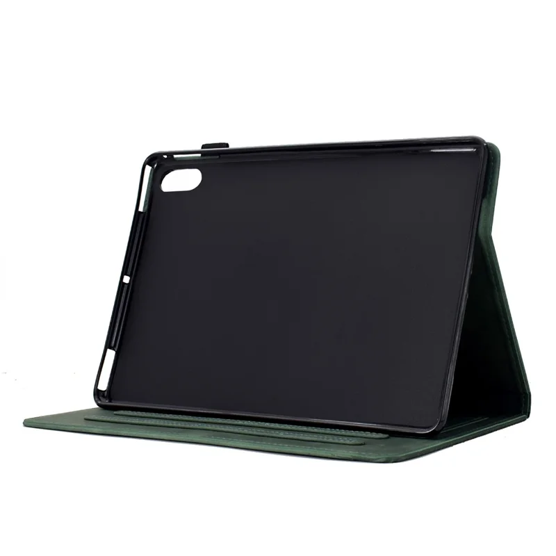 For iPad (2025) / 10.9 (2022) Case Cats Imprinted PU Leather Card Slots Tablet Cover - Green