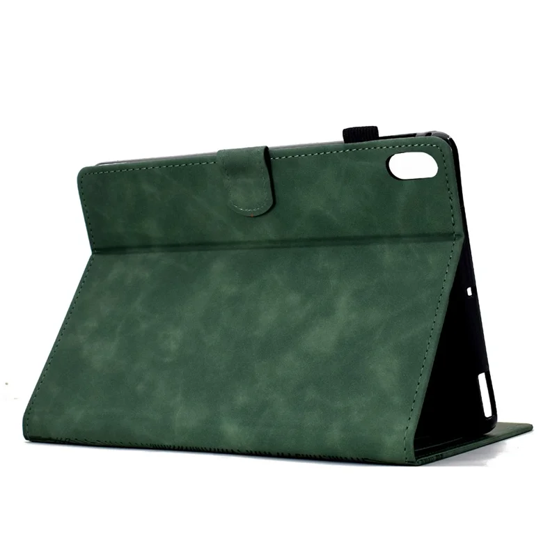 For iPad (2025) / 10.9 (2022) Case Cats Imprinted PU Leather Card Slots Tablet Cover - Green
