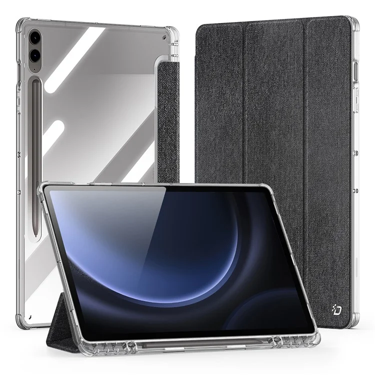 DUX DUCIS Unid Series для Samsung Galaxy Tab S9 FE+ / S9+ Чехол Авто пробуждение / сон TPU+PC+Кожаный прозрачный чехол для планшета - Черный