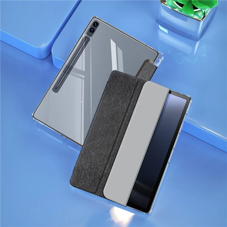 DUX DUCIS Unid Series для Samsung Galaxy Tab S9 FE+ / S9+ Чехол Авто пробуждение / сон TPU+PC+Кожаный прозрачный чехол для планшета - Черный