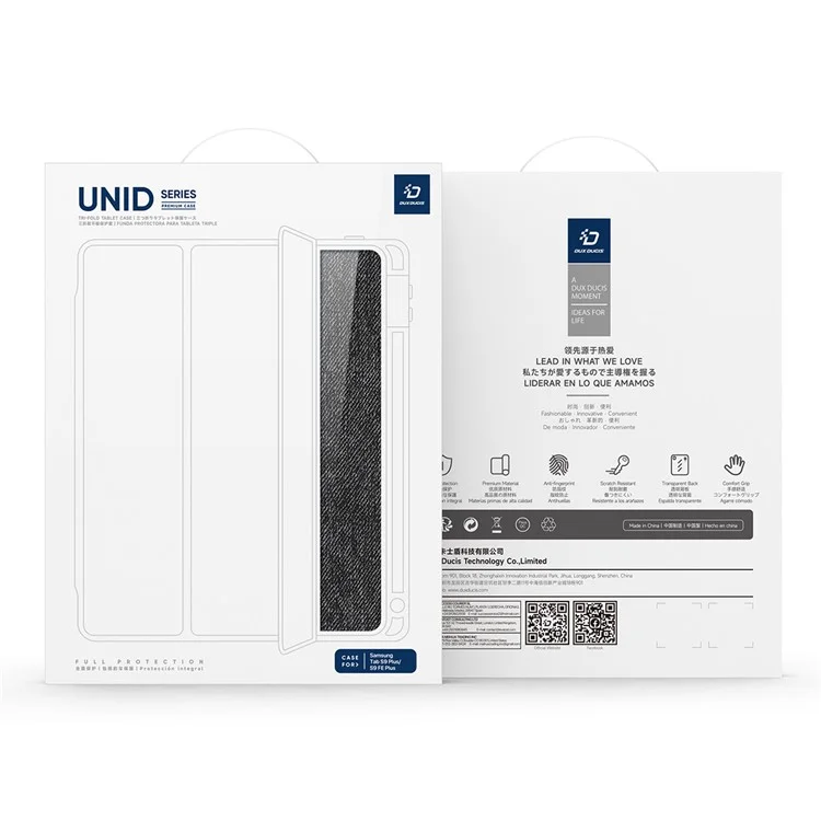 DUX DUCIS Unid Series для Samsung Galaxy Tab S9 FE+ / S9+ Чехол Авто пробуждение / сон TPU+PC+Кожаный прозрачный чехол для планшета - Черный