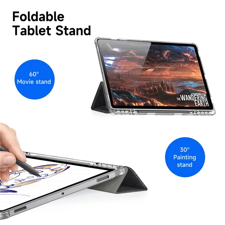 DUX DUCIS Unid Series для Samsung Galaxy Tab S9 FE+ / S9+ Чехол Авто пробуждение / сон TPU+PC+Кожаный прозрачный чехол для планшета - Черный