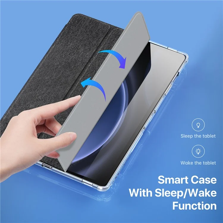DUX DUCIS Unid Series для Samsung Galaxy Tab S9 FE+ / S9+ Чехол Авто пробуждение / сон TPU+PC+Кожаный прозрачный чехол для планшета - Черный