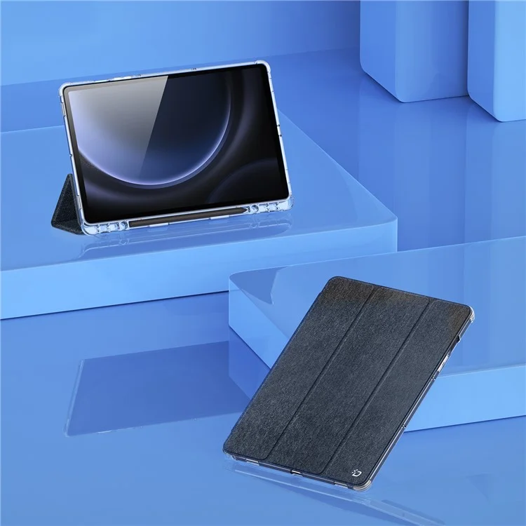 DUX DUCIS Unid Series для Samsung Galaxy Tab S9 FE+ / S9+ Чехол Авто пробуждение / сон TPU+PC+Кожаный прозрачный чехол для планшета - Черный