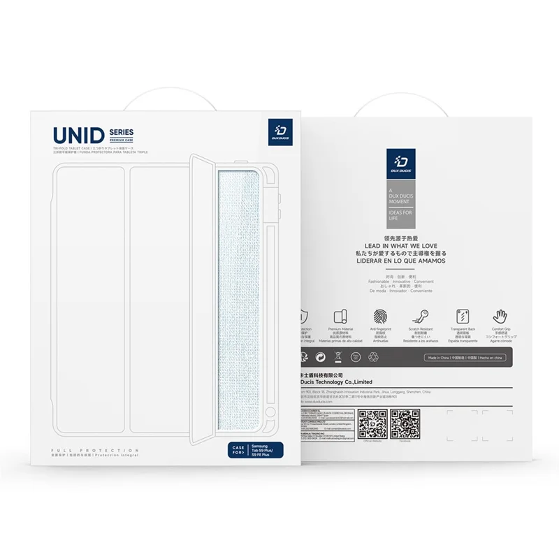 DUX DUCIS Unid Series For Samsung Galaxy Tab S9 FE+ / S9+ Case Auto Wake / Sleep TPU+PC+Leather Clear Tablet Cover - Baby Blue