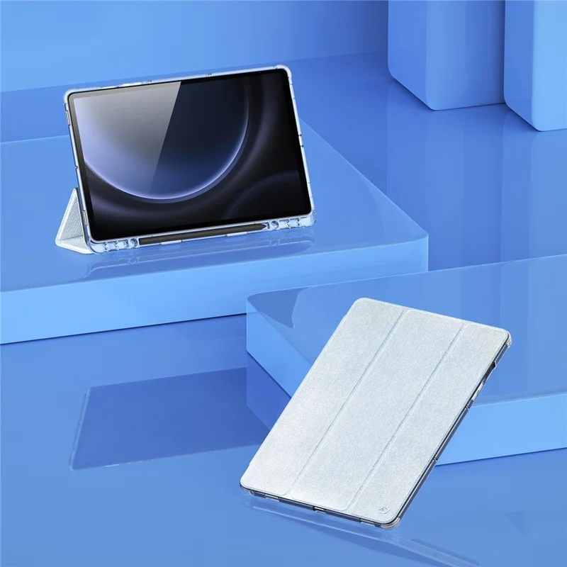 DUX DUCIS Unid Series For Samsung Galaxy Tab S9 FE+ / S9+ Case Auto Wake / Sleep TPU+PC+Leather Clear Tablet Cover - Baby Blue