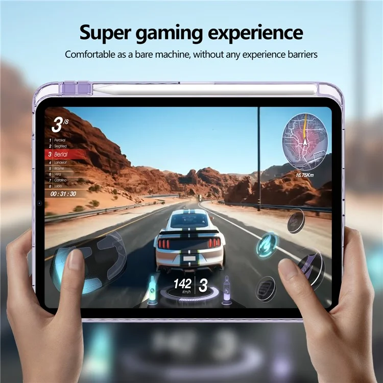 For iPad Air 11 (2025) / (2024) Case Clear TPU Tablet Protective Cover with Pen Slot - Purple