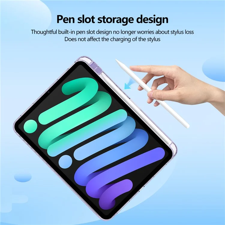 For iPad Air 11 (2025) / (2024) Case Clear TPU Tablet Protective Cover with Pen Slot - Purple