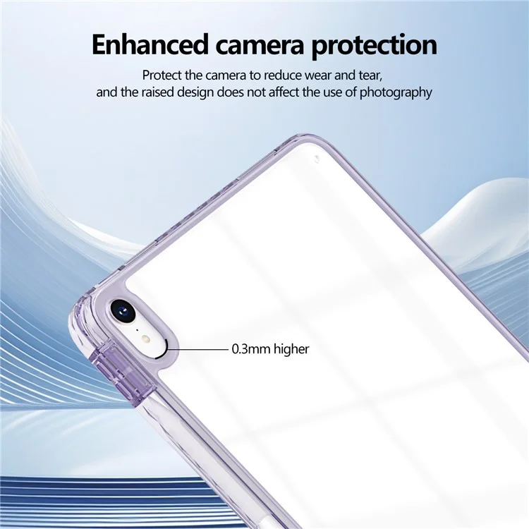 For iPad Air 11 (2025) / (2024) Case Clear TPU Tablet Protective Cover with Pen Slot - Purple
