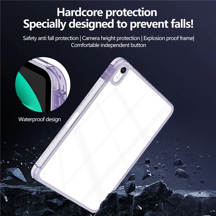 For iPad Air 11 (2025) / (2024) Case Clear TPU Tablet Protective Cover with Pen Slot - Purple