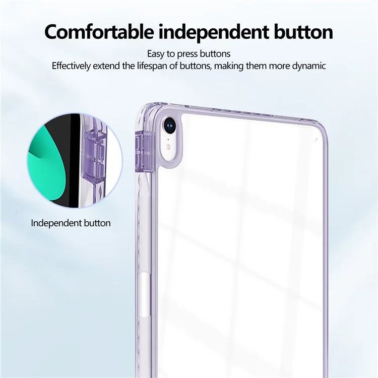 For iPad Air 11 (2025) / (2024) Case Clear TPU Tablet Protective Cover with Pen Slot - Purple
