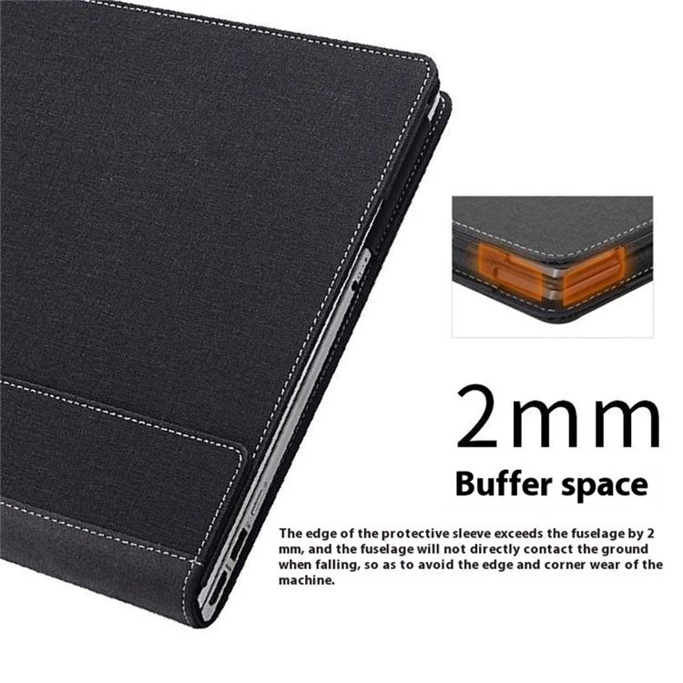 Pour Microsoft Surface Ordinateur Portable 7 13,8 Pouces Case PU + Réalité Couvrette de Tablette de Protection en Cuir en Cuir Microfibre - Noir