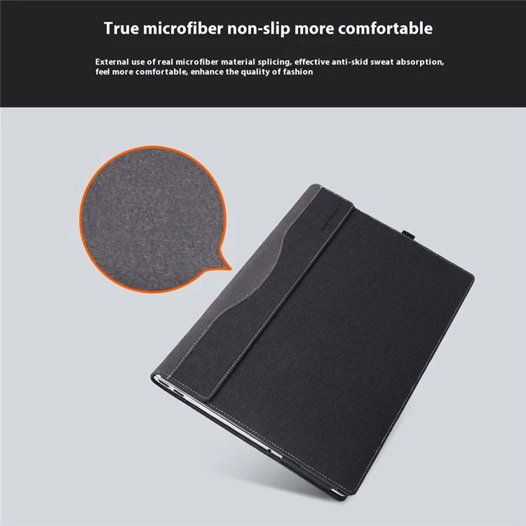 Pour Microsoft Surface Ordinateur Portable 7 13,8 Pouces Case PU + Réalité Couvrette de Tablette de Protection en Cuir en Cuir Microfibre - Noir