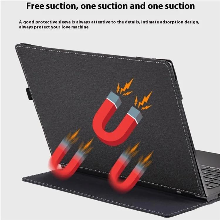 Pour Microsoft Surface Ordinateur Portable 7 13,8 Pouces Case PU + Réalité Couvrette de Tablette de Protection en Cuir en Cuir Microfibre - Noir