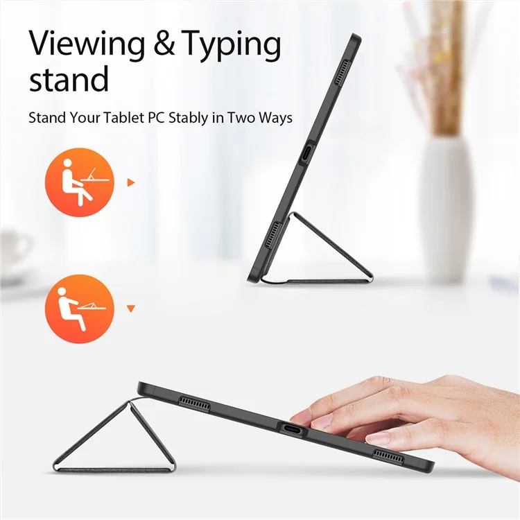DUX DUCIS Domo Series für Samsung Galaxy Tab S10 Ultra Hülle Dreifach-Standfuß Lederhülle Automatisches Wecken/Schlafen - Schwarz