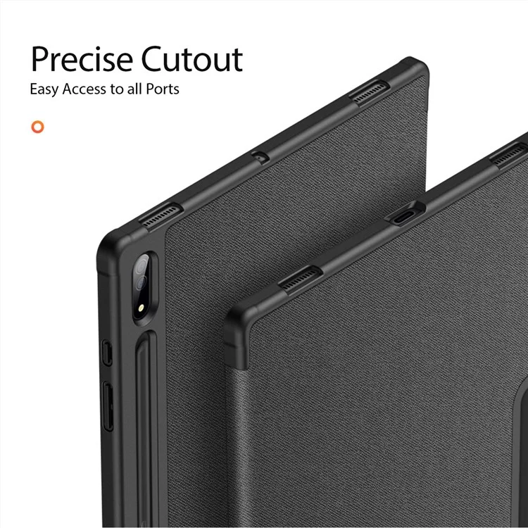 DUX DUCIS Domo Series für Samsung Galaxy Tab S10 Ultra Hülle Dreifach-Standfuß Lederhülle Automatisches Wecken/Schlafen - Schwarz