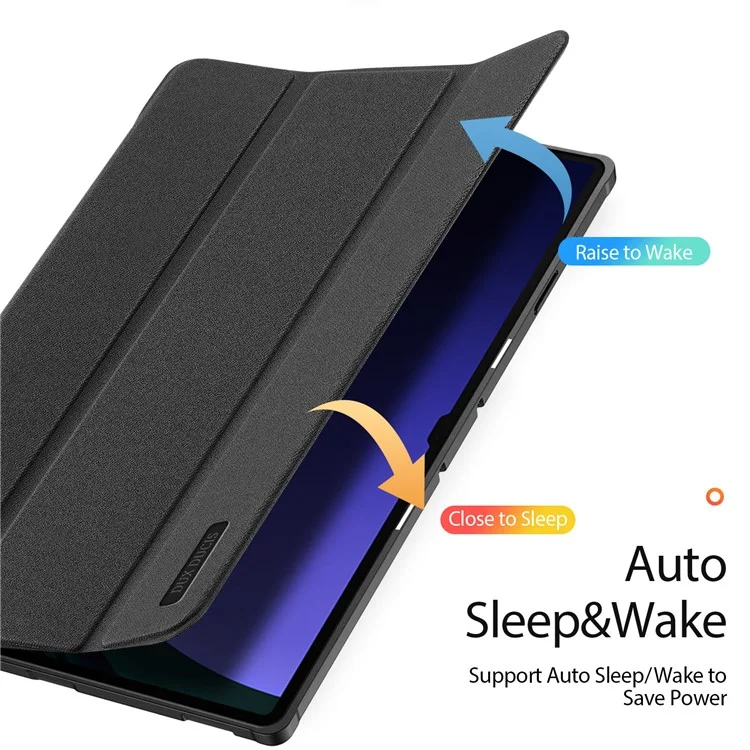 DUX DUCIS Domo Series für Samsung Galaxy Tab S10 Ultra Hülle Dreifach-Standfuß Lederhülle Automatisches Wecken/Schlafen - Schwarz