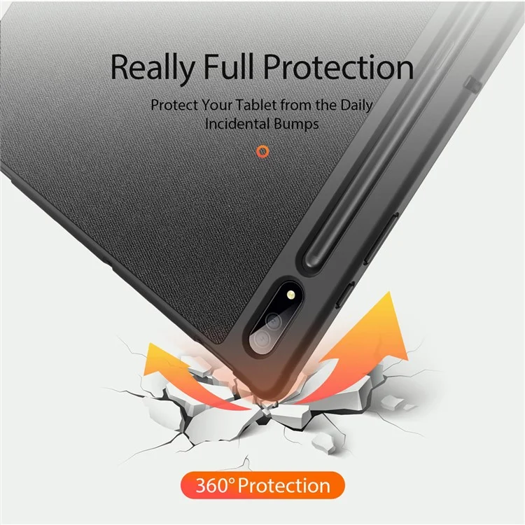 DUX DUCIS Domo Series für Samsung Galaxy Tab S10 Ultra Hülle Dreifach-Standfuß Lederhülle Automatisches Wecken/Schlafen - Schwarz
