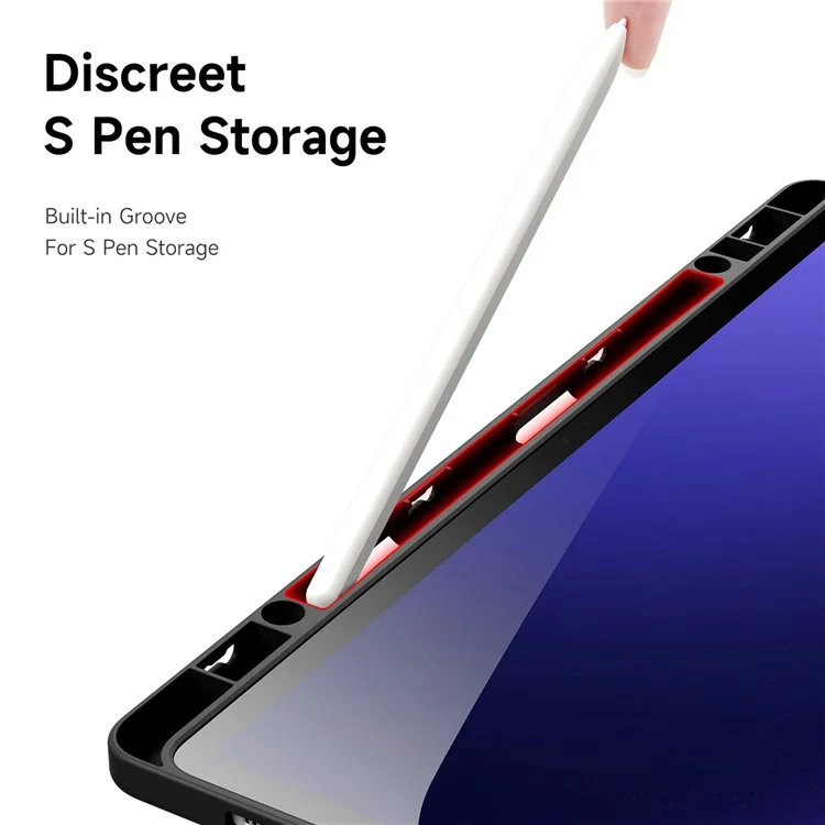 DUX DUCIS Magi Series for Samsung Galaxy Tab S10 Plus Case Origami Stand Leather+PC+TPU Clear Back Cover - Black