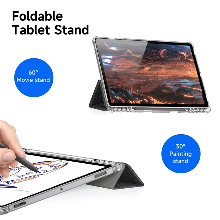 DUX DUCIS Unid Series Für Samsung Galaxy Tab S10 Plus Hülle Automatisches Aufwachen / Schlafauto TPU+PC+Leder Klare Tablet-Abdeckung - Schwarz