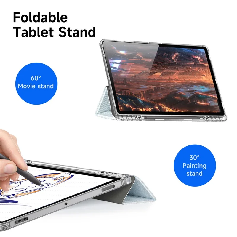 DUX DUCIS Unid Series For Samsung Galaxy Tab S10+ / S9+ / S9 FE+ Case Auto Wake / Sleep TPU+PC+Leather Clear Tablet Cover - Baby Blue