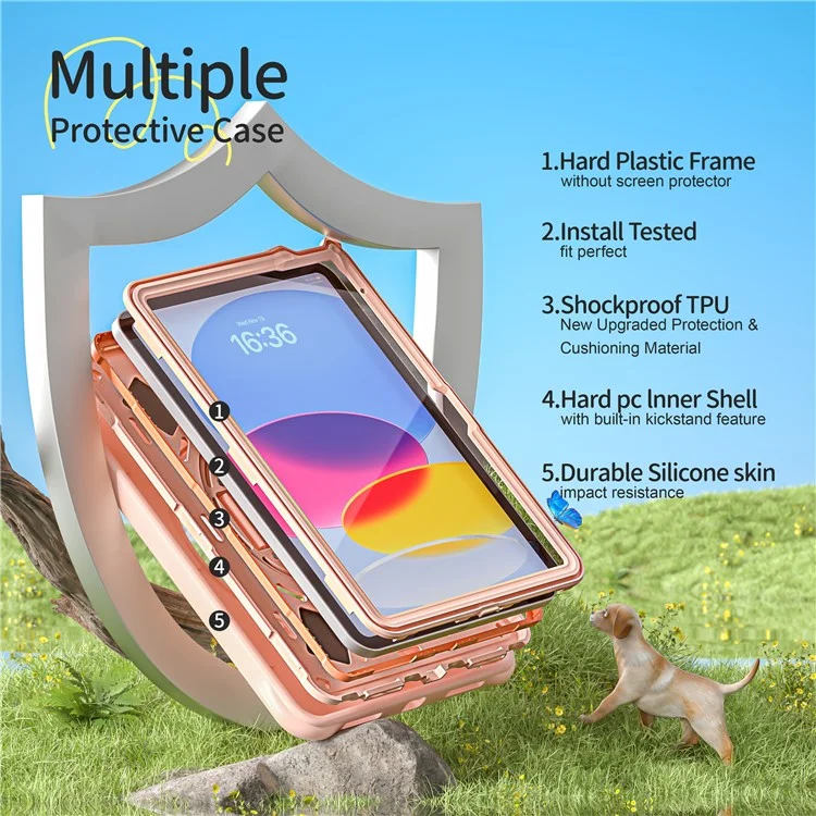Para Ipad 10.9 (2022) Case Kickstand Linda pc Para Perros+silicona+tpu Tpub Cubierta