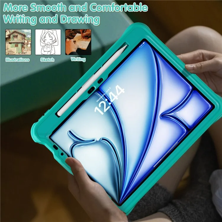 для ipad air 11 (2024) / воздух (2022) /(2020) / ipad pro 11 (2022) /(2021) /(2020) /(2018) case kickstand pc+силикон+крышка tpu