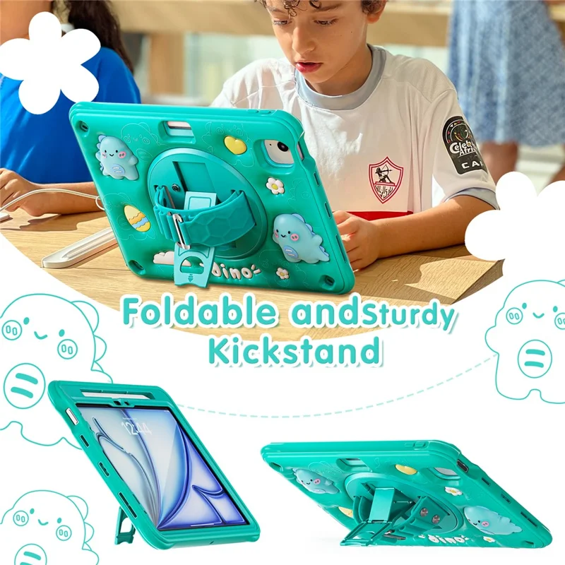 per ipad air 11 (2024) / air (2022) /(2020) / ipad pro 11 (2022) /(2021) /(2020) /(2018) case con cavalletto spalla calcio pc+silicone+copertura tpu