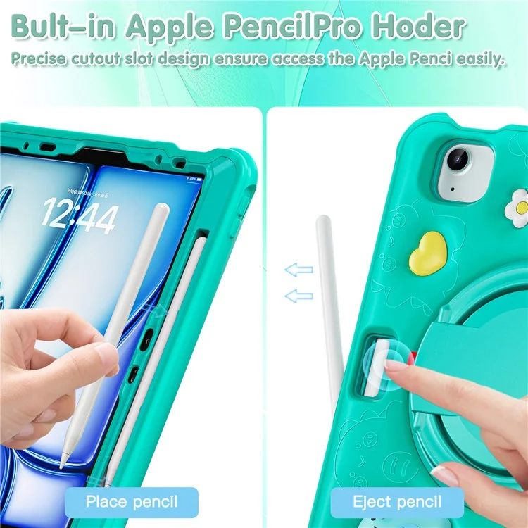 для ipad air 11 (2024) / воздух (2022) /(2020) / ipad pro 11 (2022) /(2021) /(2020) /(2018) case kickstand pc+силикон+тпу