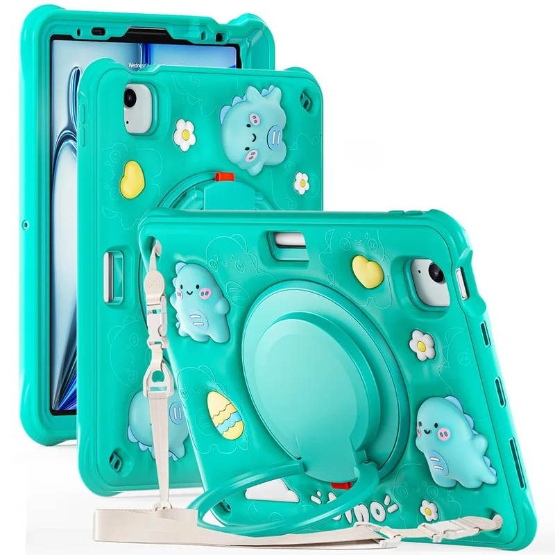 per ipad air 11 (2024) / air (2022) /(2020) / ipad pro 11 (2022) /(2021) /(2020) /(2018) case con cavalletto spalla calcio pc+silicone+copertina tablet tpu