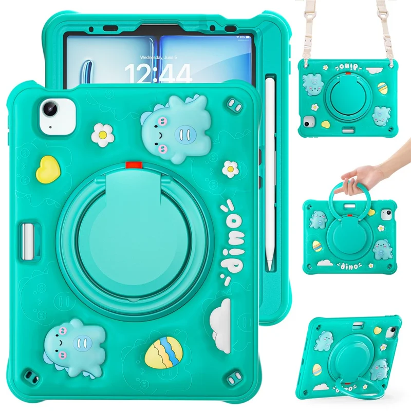 per ipad air 11 (2024) / air (2022) /(2020) / ipad pro 11 (2022) /(2021) /(2020) /(2018) case con cavalletto spalla calcio pc+silicone+copertina tablet tpu