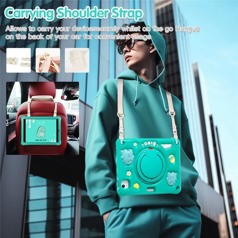 per ipad air 11 (2024) / air (2022) /(2020) / ipad pro 11 (2022) /(2021) /(2020) /(2018) case con cavalletto spalla calcio pc+silicone+copertina tablet tpu