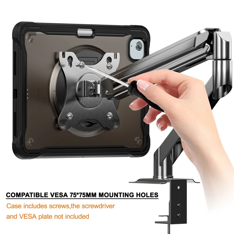 per ipad air 11 (2024) / air (2022) /(2020) / ipad pro 11 (2022) /(2021) /(2020) /(2018) case kickstand pc+silicone+copertina tablet tpu - nero trasparente