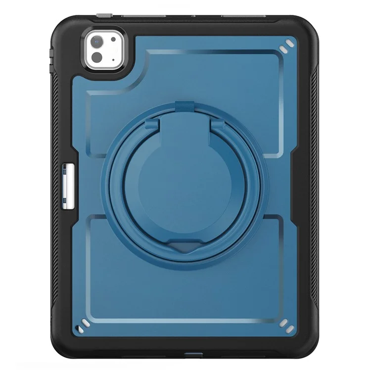 Für Ipad Pro 11 (2024) M4 A2836 Fall Schockdichte PC+TPU -tablet -abdeckung Mit Kickstand, Bleistifthalter - Marineblau